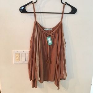 Brown Bell sleeved cold shoulder dress shirt